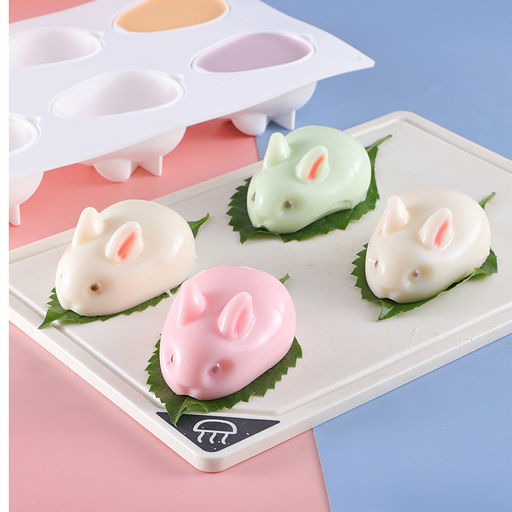 Six-Cavity Large Rabbit Silicone Cake Mold