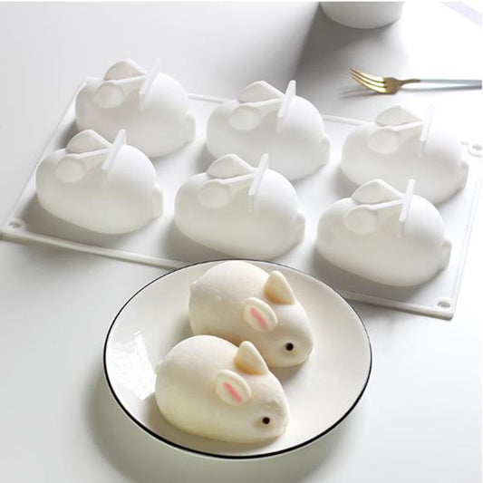 Six-Cavity Large Rabbit Silicone Cake Mold