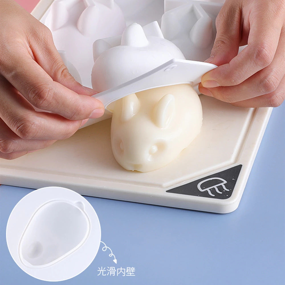 Six-Cavity Large Rabbit Silicone Cake Mold