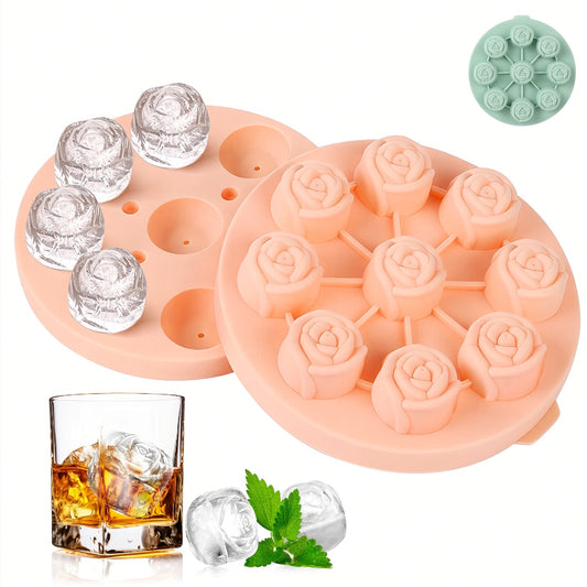 Rose shape silicone ice cube mold with multiple rose-shaped cavities