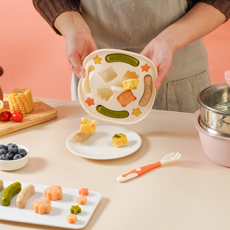Silicone baby food rice cake mold used to make shaped steamed food